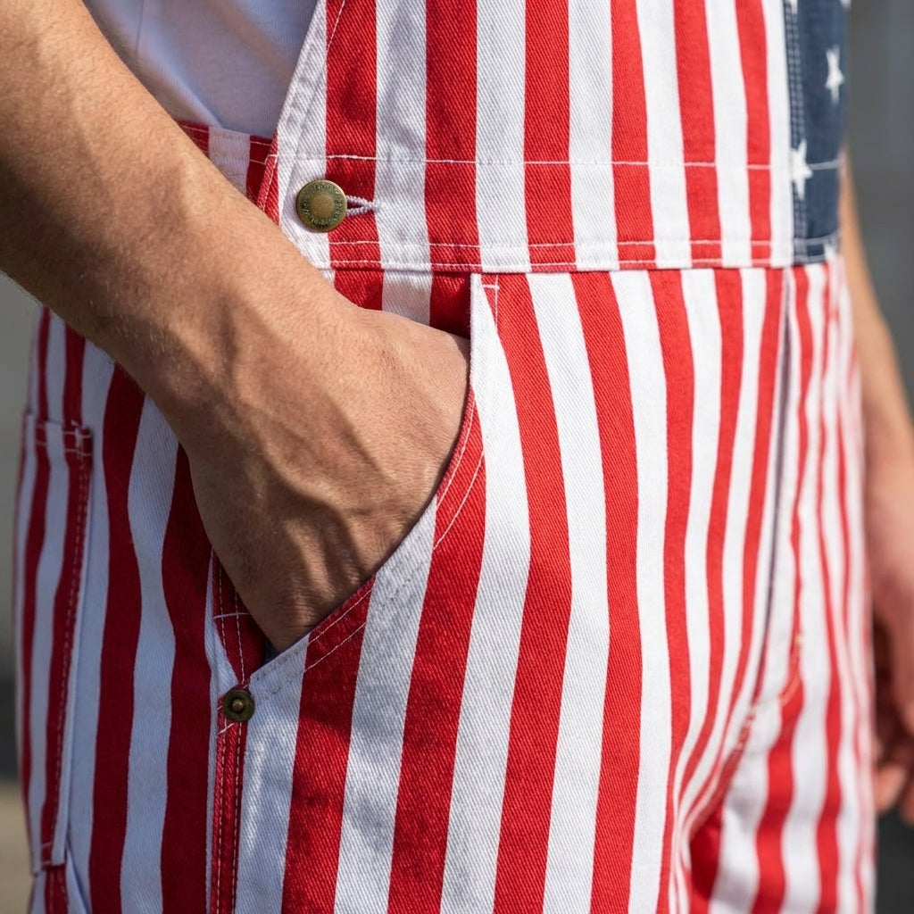 Celebrate Freedom: Iconic Flag Overalls!American Flag Overalls