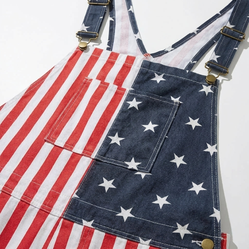Celebrate Freedom: Iconic Flag Overalls!American Flag Overalls