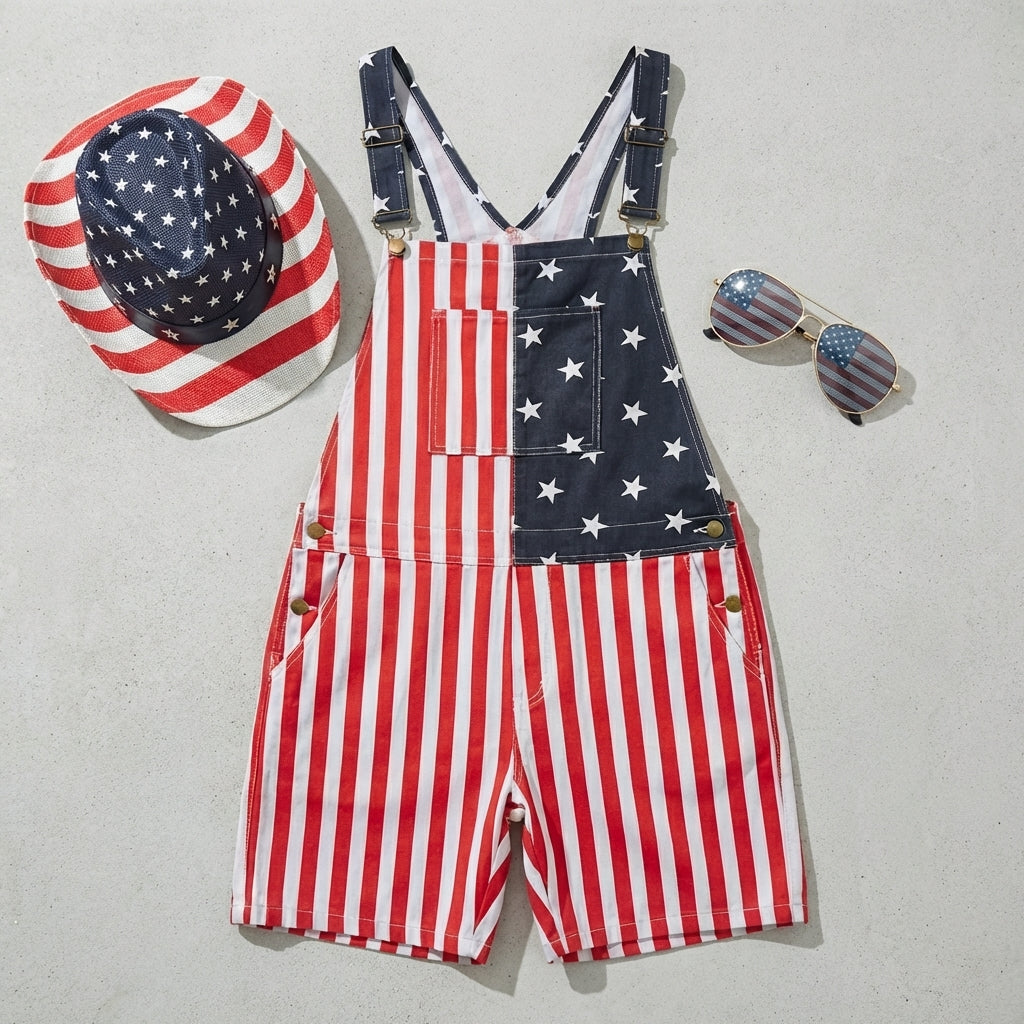 Celebrate Freedom: Iconic Flag Overalls!American Flag Overalls
